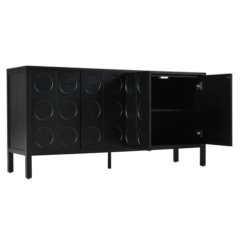 Stylish Storage Cabinet Sideboard With Unique Geometric Circle Door Design - Black
