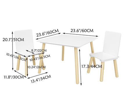 Kids Table And 2 Chairs Set, 3 Piece Toddler Activity Play - White