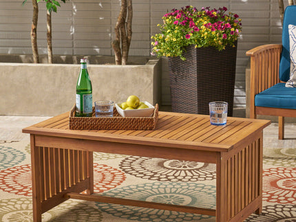 Acacia Wood Rectangular Patio Coffee Table For Outside