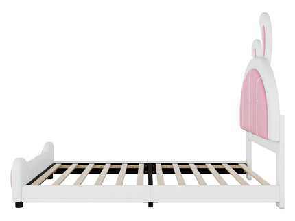 Upholstered Platform Bed With Rabbit Shaped Headboard