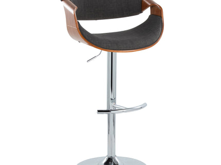 Curvo - Mid Century Modern Adjustable Barstool With Swivel With Rounded T Footrest (Set of 2)