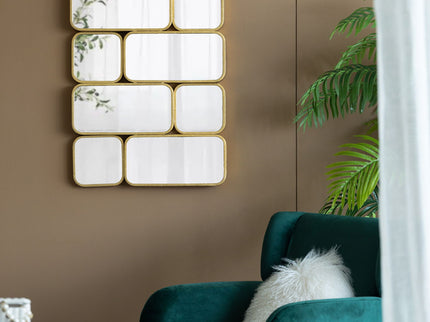 Mirror With en Metal Framed Decorative Rectangle Mirror For Bedroom Dressing Room, Hallway Or Living Spac - Gold