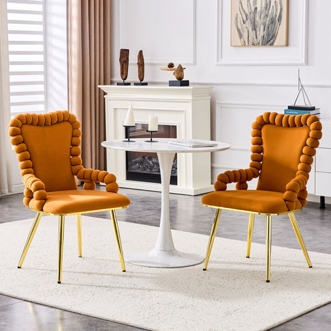 Puffy Bubble, Ball Chain Chair With Armrests For Dining Room (Set of 2)