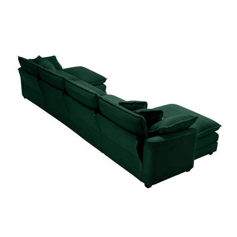 Modern Modular Cushion Sofa With Ottoman, Low Back, Deep Seating Sofa Set
