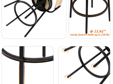 Bar Stools Swivel Counter Chairs With Metal Frame Hand Woven Paper Rope Dining Barstools For Kitchen Counter (Set of 2)