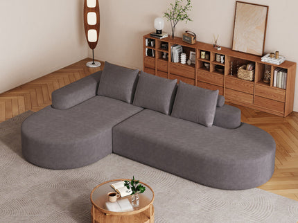 Modern Curved Sofa, L-Shaped Modular Sectional Set With 3 Pillows
