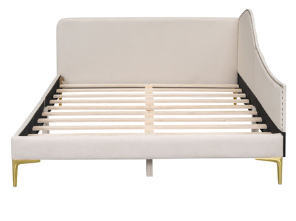 Upholstered Daybed With Headboard And Armrest, Support Legs