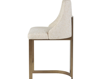 Upholstered Counter Stool With Metal Base - Cream