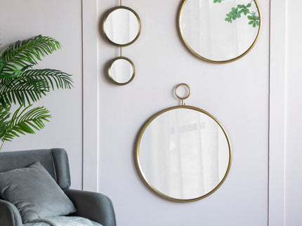 Circle Wall Mirror With Iron Frame, Accent Mirror For Living Room