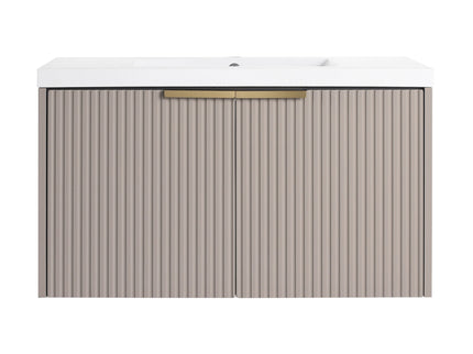 Contemporary Wall Mounted Bathroom Vanity With Resin Double Sink