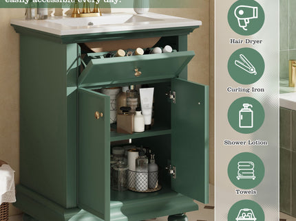 Modern Bathroom Vanity With Tip-Out Drawer And Soft-Close Hinges
