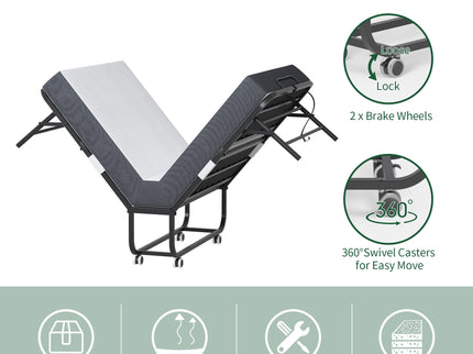 Twin Folding Bed With Memory Foam Mattress Portable Rollaway Bed Sturdy Metal Frame - Brushed Nickel