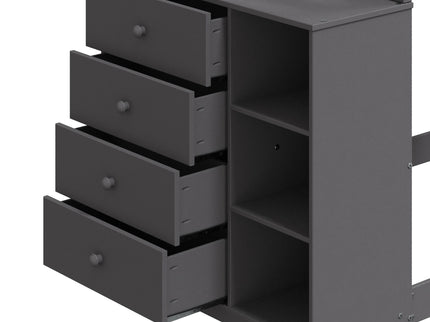 Gaston - Bunk Bed Twin Over Twin With 4 Drawers & 3 Compartments - Gray