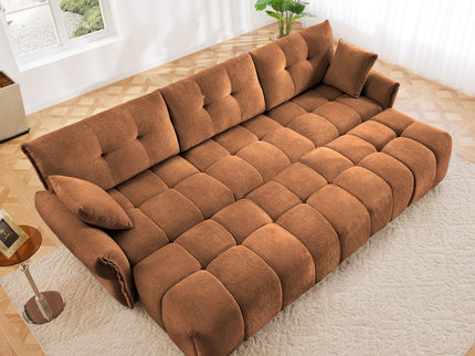 Sofa Set With Ottoman And Pillows, Textured, High Resilience Cushions