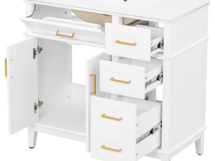 Modern Bathroom Vanity With Sink, Soft Close Doors, 4 Storage Drawers