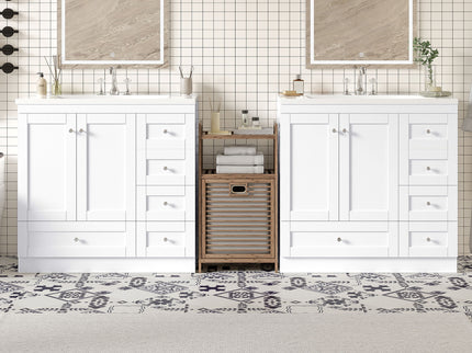 Shaker Free Standing Bathroom Vanity Cabinet & Sink, Soft Close Drawers, Soft Close Doors