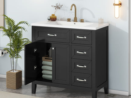 Modern Bathroom Vanity With Sink, Freestanding With Drawers And Doors