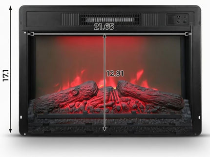 Electric Fireplace Insert Heater With Multicolor Flames, Remote Control - Black