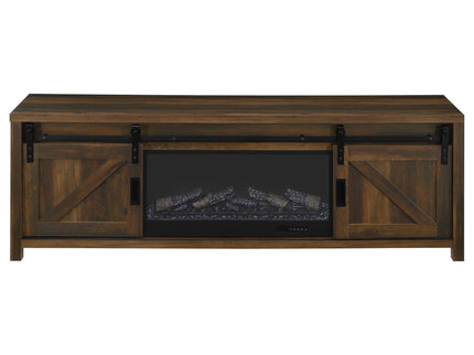 Clover - Fireplace TV Stand - Brown