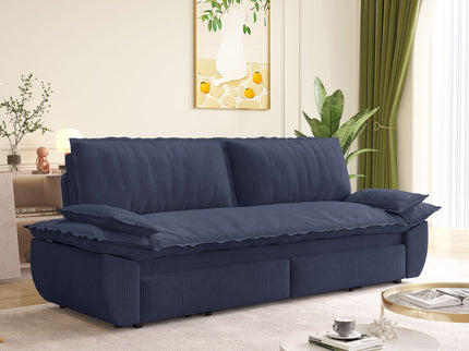 Queen Pull Out 3 In 1 Convertible Sleeper Sofa Bed - Blue