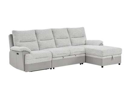 Sectional Sofa With Power Recline, USB Charging, And Storage Chaise - Gray