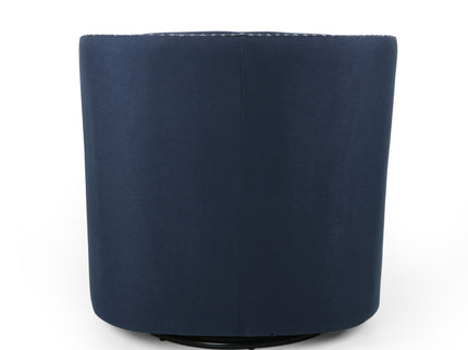 Modern Upholstered Swivel Club Chair With Nailhead Trim