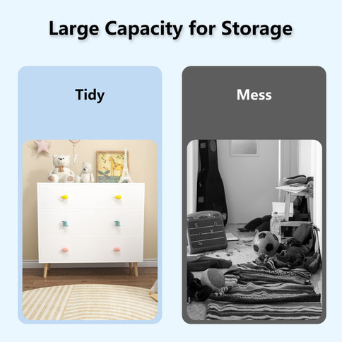 3 Drawer Dresser, Storage Cabinet With Anti Tip Safety