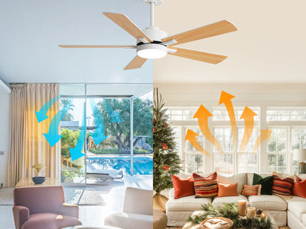 Reversible DC Motor Ceiling Fan With Dimmable LED Light For Living Room