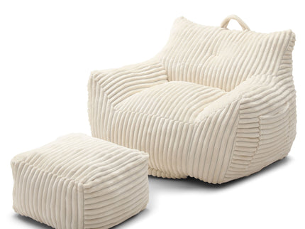 Giant Bean Bag Chair With Armrests And Footstool