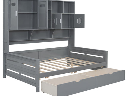 Daybed With All-In-One Cabinet And Shelf