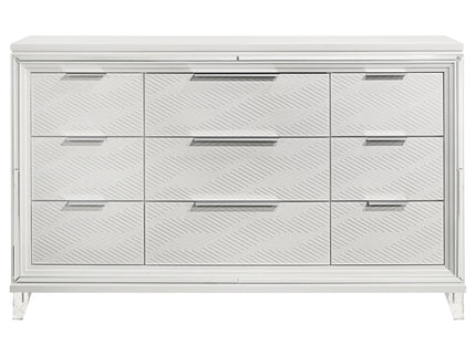 9 Drawer Dresser Cabinet With Picture Framed Fronts - White