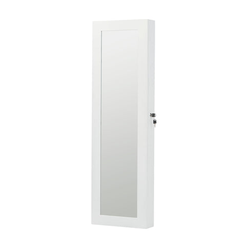 Jewelry Armoire Organizer With Full Length Mirror, Wall Mounted Lockable Cabinet With LED Light