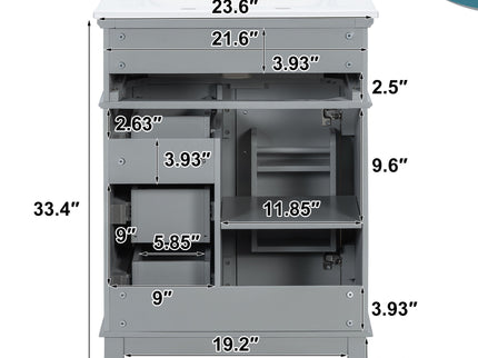 Modern Bathroom Vanity With Sink, Flip Drawer & 3 Drawers, Soft Close Hinges, Adjustable Shelf