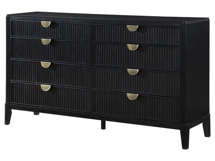 Mason - 8 Drawer Dresser With Fluted Design - Black