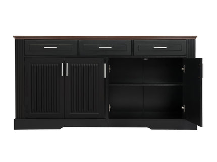 Fluted Sideboard Buffet Cabinet With 4 Doors And 3 Drawers