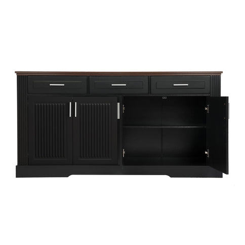 Fluted Sideboard Buffet Cabinet With 4 Doors And 3 Drawers