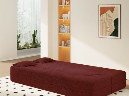 Modern Floor Sleeper Sofa Bed With 2 Pillows, Convertible Twin Size Folding Mattress For Living Room