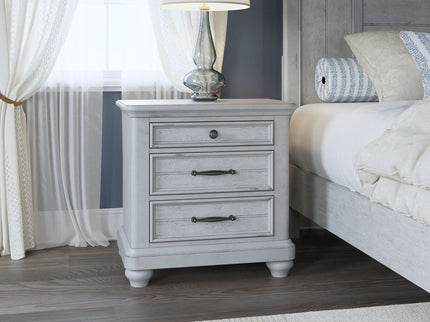 3 Drawer Nightstand With USB - Gray - Wood