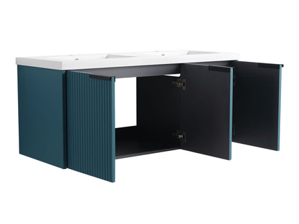 Contemporary Wall Mounted Bathroom Vanity With Resin Double Sink