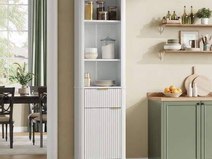 Tall Bathroom Storage Cabinet With Adjustable Shelves And 1 Drawer & Door