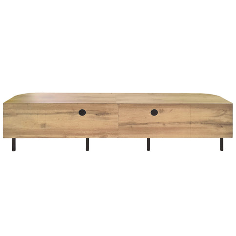 70" TV Stand With Doors, Construction For TVs Up To 80" - Natural Wood