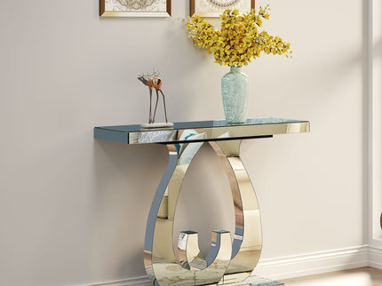 Double C - Base Rectangular Sofa Table For Living Room - Silver