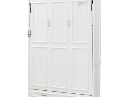 Full Size Murphy Bed With 2 Drawers - Beige