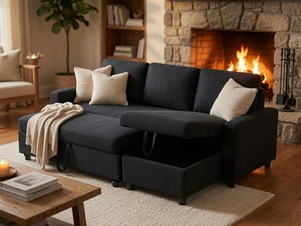 L - Shaped Convertible Sofa Bed With Storage Chaise
