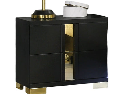 Contemporary Nightstand With 2 Drawer Storage - Black