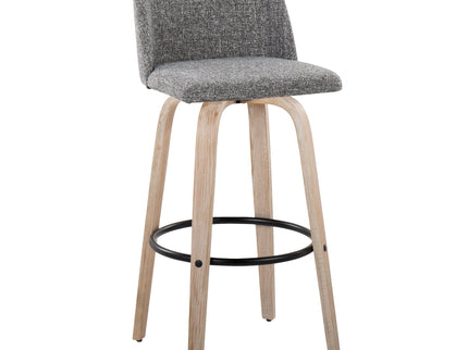 Toriano - Mid-Century Modern Fixed Height BarStool With Round Footrest (Set of 2)