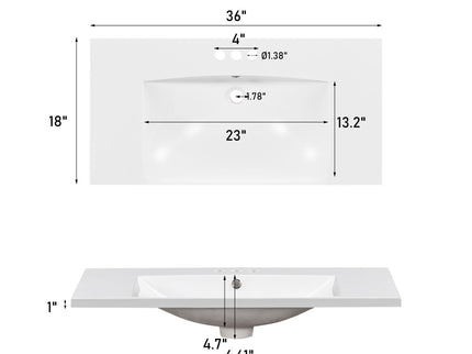 Shaker Free Standing Bathroom Vanity Cabinet & Sink, Soft Close Drawers, Soft Close Doors