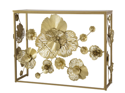 Console Table With Mirrored Glass Top, Modern Entryway Table For Living Room Foyer Entryway - Gold
