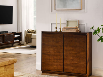 Sideboard, Buffet Cabinet With 2 Outlet Holes, Storage Cabinet For Entryway, Hallway, Living Room, Kitchen, Dining Room, Bedroom - Walnut