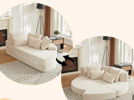 Semi Circular 2 In 1 Sofa Bed With Neck Pillow